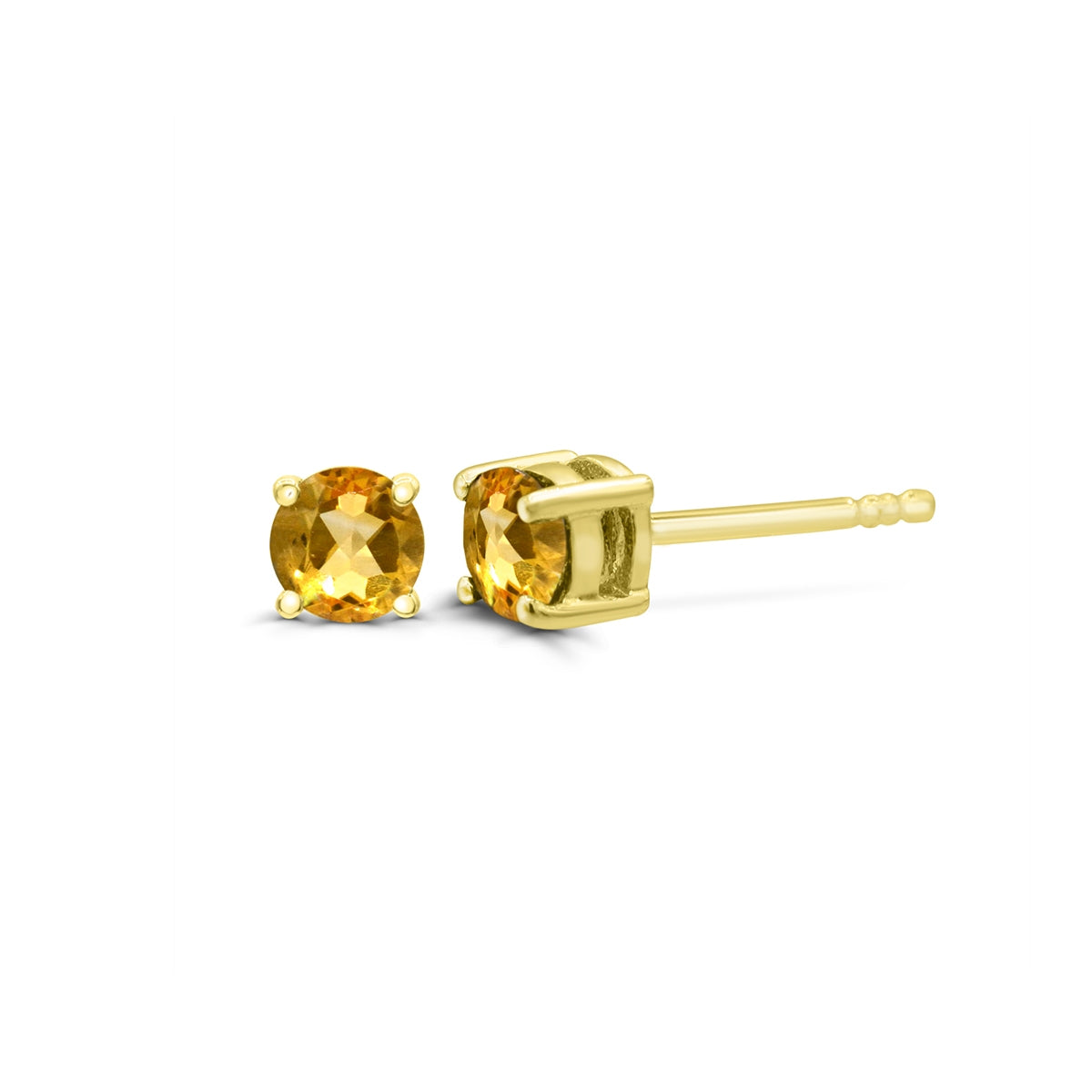 5mm Round Citrine Solitaire Earrings in 14K Yellow Gold