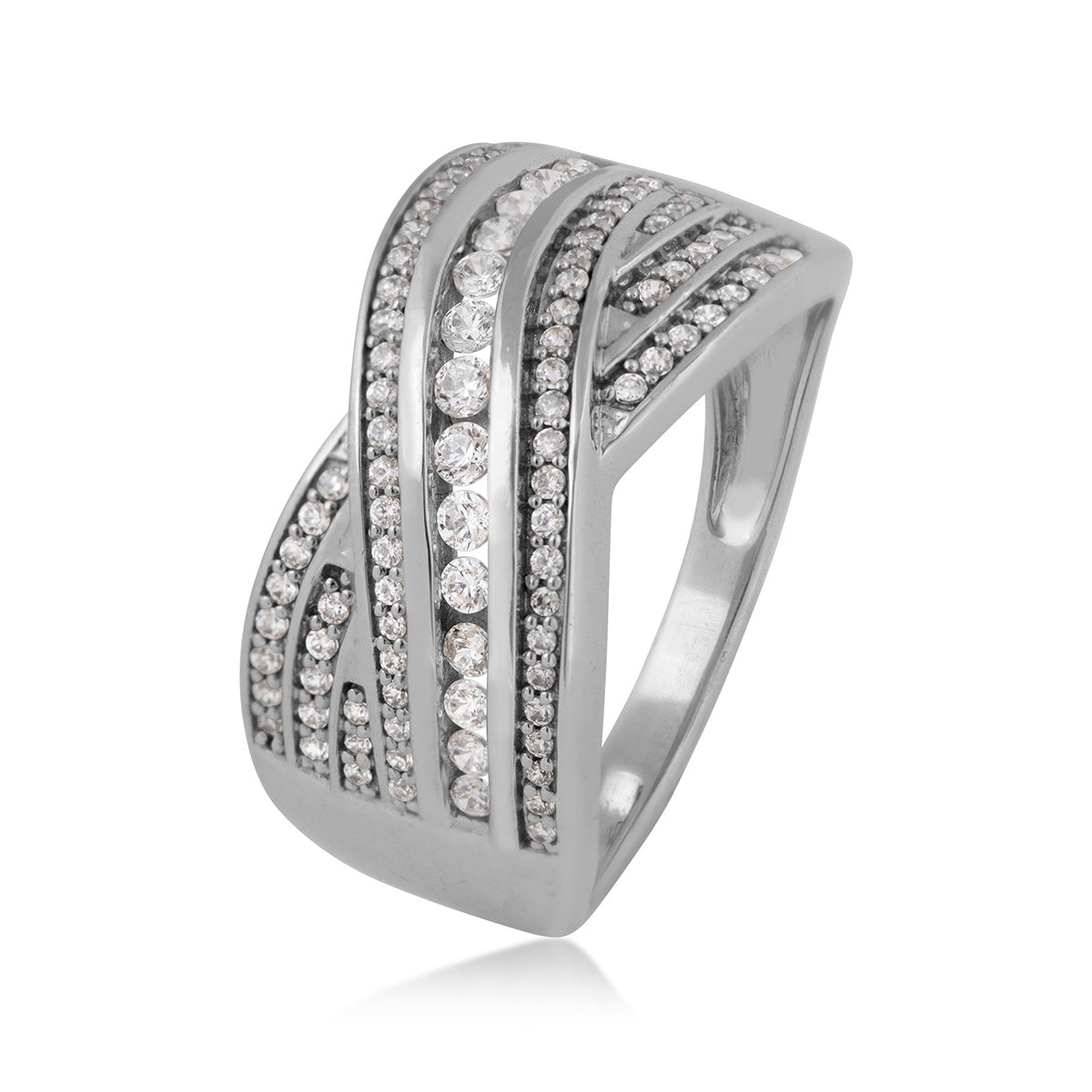 1/2 ct. tw. Diamond Crossover Ring in 10K White Gold front view