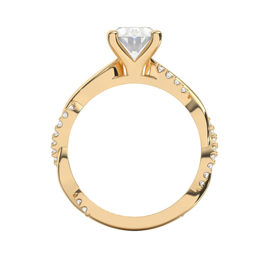 Goldman 1/5 ct. tw. Diamond Twist Oval Semi-Mount Engagement Ring in 14K Yellow Gold close-up detail
