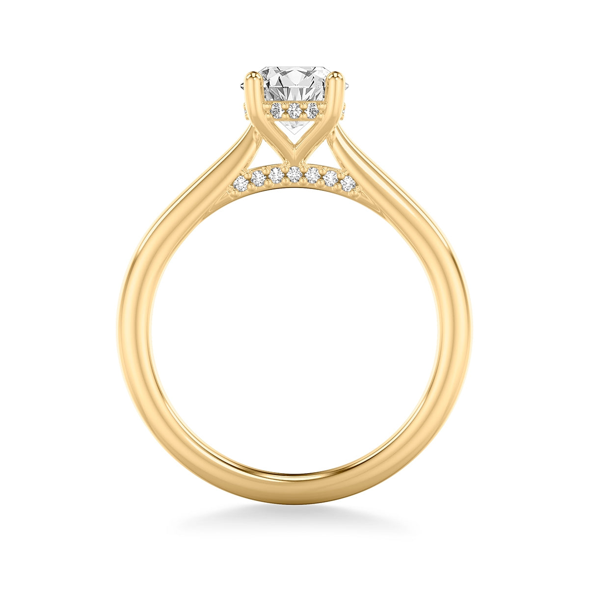 Goldman 1/8 ct. tw. Diamond Hidden Halo Semi-Mount Engagement Ring in 14K Yellow Gold close-up detail