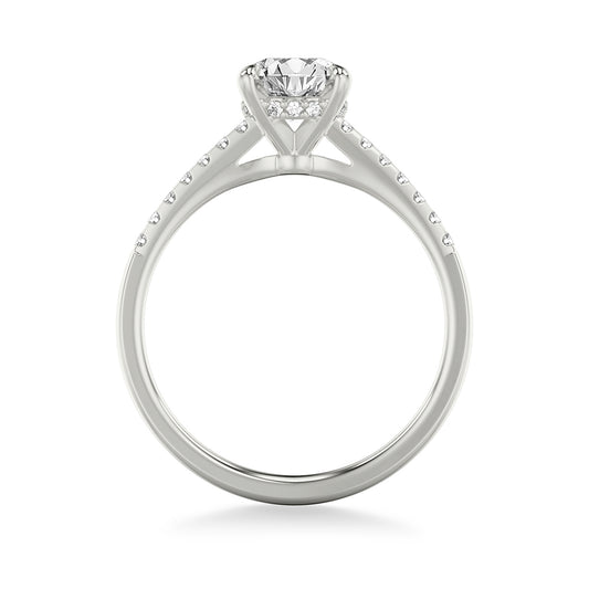 Goldman 1/6 ct. tw. Diamond Hidden Halo Semi-Mount Engagement Ring in 14K White Gold close-up detail