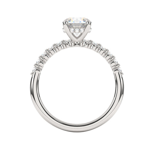 Goldman 1/5 ct. tw. Diamond Hidden Halo Semi-Mount Engagement Ring in 14K White Gold close-up detail