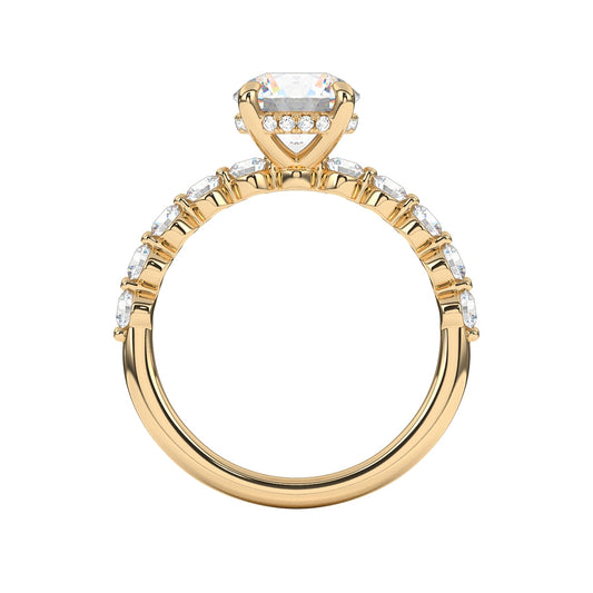Goldman 1/2 ct. tw. Diamond Hidden Halo Semi-Mount Engagement Ring in 14K Yellow Gold close-up detail