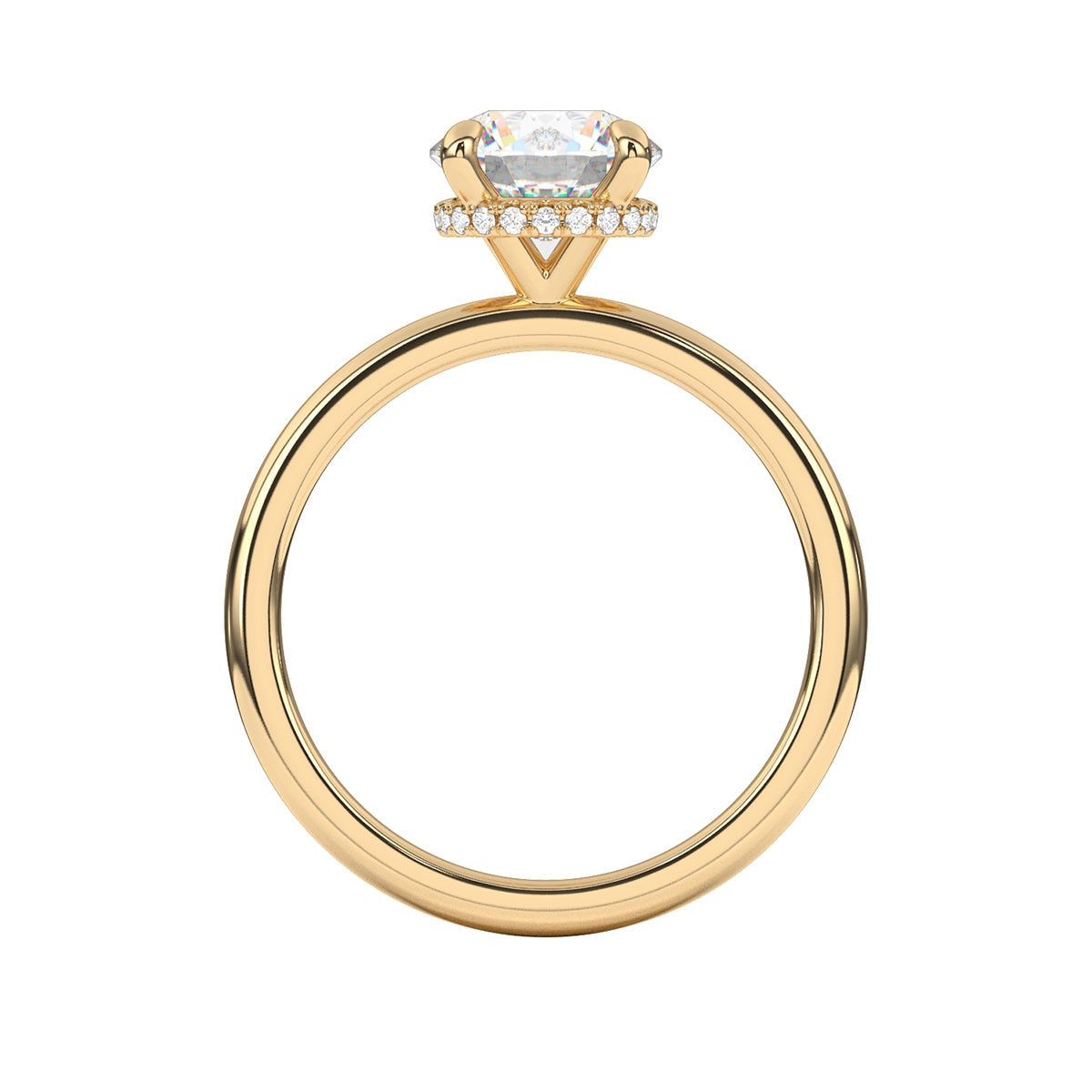 Goldman Diamond Accent Hidden Halo Semi-Mount Engagement Ring in 14K Yellow Gold close-up detail