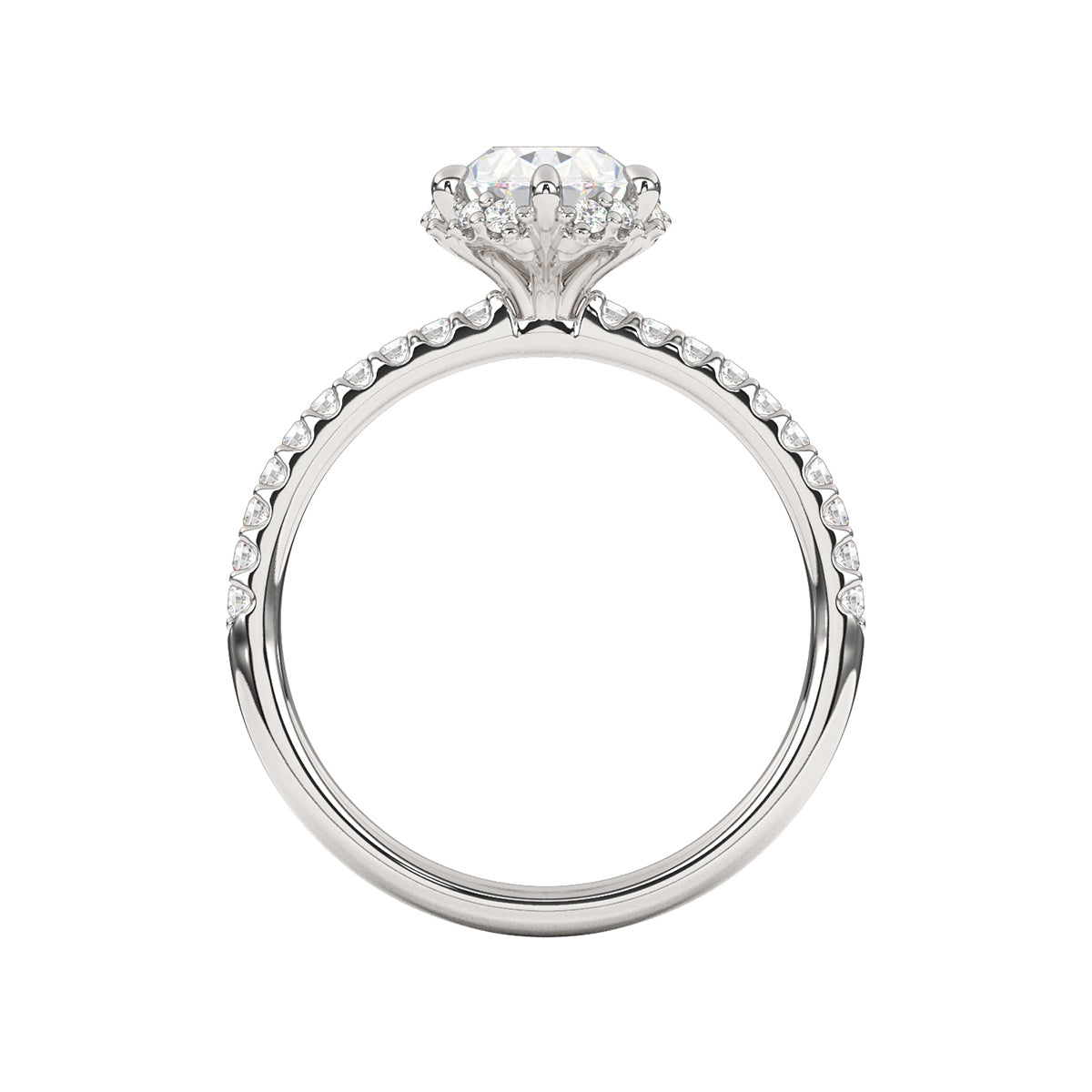 Goldman 1/4 ct. tw. Diamond Halo Oval Semi-Mount Engagement Ring in 14K White Gold close-up detail (2)