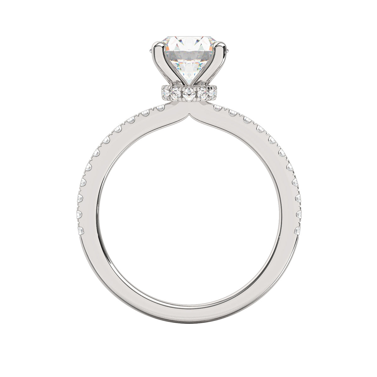 Goldman 1/3 ct. tw. Diamond Hidden Halo Semi-Mount Engagement Ring in 14K White Gold close-up detail
