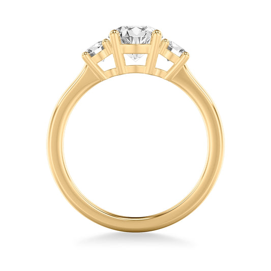 Goldman 3/8 ct. tw. Diamond 3-Stone Semi-Mount Engagement Ring in 14K Yellow Gold close-up detail