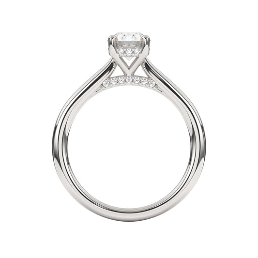 Goldman 7/8 ct. tw. Diamond Hidden Halo Engagement Ring in 14K White Gold close-up detail