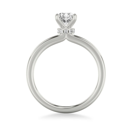 Goldman 1-1/10 ct. tw. Oval Diamond Hidden Halo Engagement Ring in 14K White Gold close-up detail