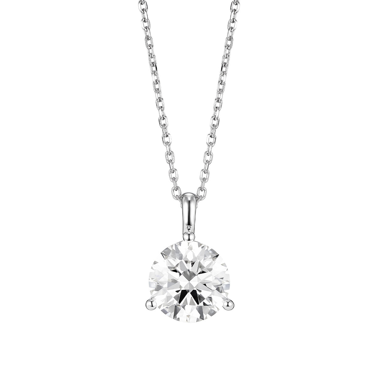 Lightbox 2 ct. tw. Lab-Grown Round Diamond Solitaire Pendant in 14K White Gold