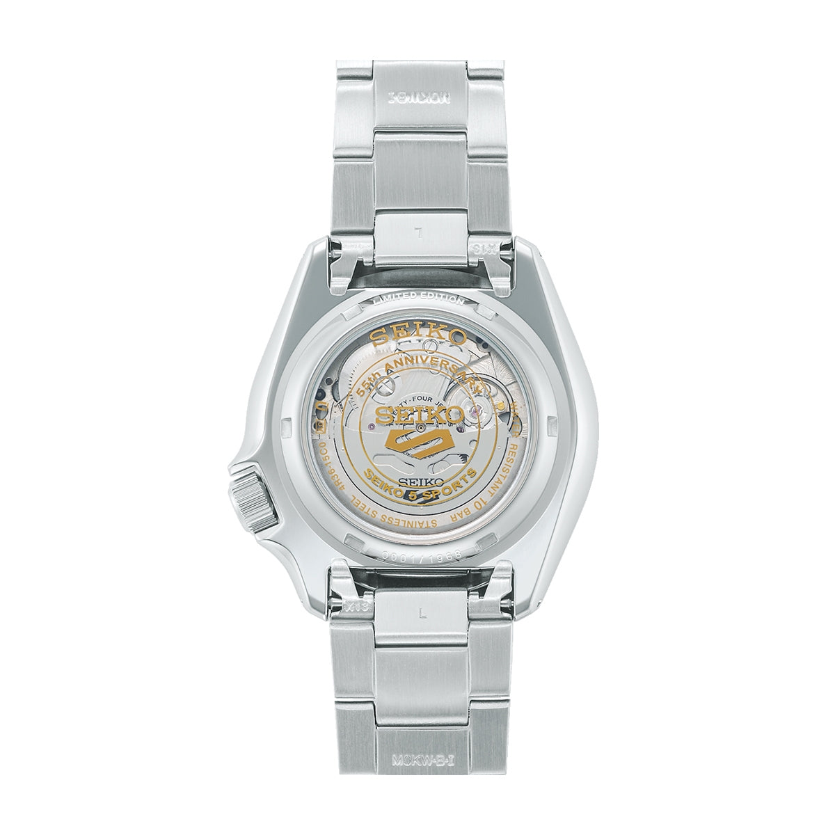 Seiko Men's 5 Sports Custom Campaign Automatic Stainless Steel Watch with Orange Dial front view