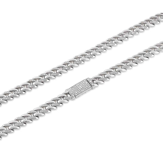 Men's 1/2 ct. tw. Diamond 7.5mm 22-inch Miami Cuban Chain Necklace in Sterling Silver front view