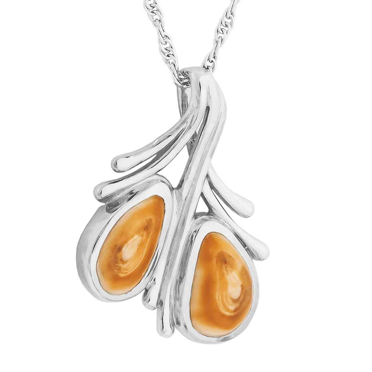 Ladies' Elk Ivory Double Ivory Necklace in Sterling Silver - Saltese