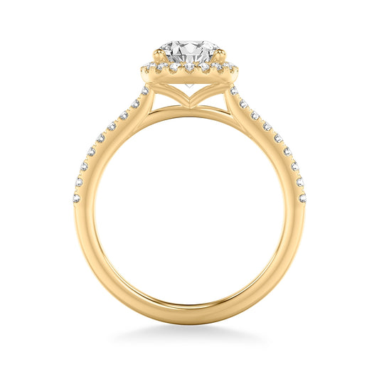 Goldman 1/3 ct. tw. Diamond Halo Round Semi-Mount Engagement Ring in 14K Yellow Gold close-up detail