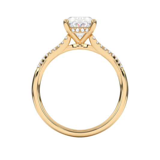 Goldman 1/5 ct. tw. Diamond Split Shank Oval Semi-Mount Engagement Ring in 14K Yellow Gold close-up detail
