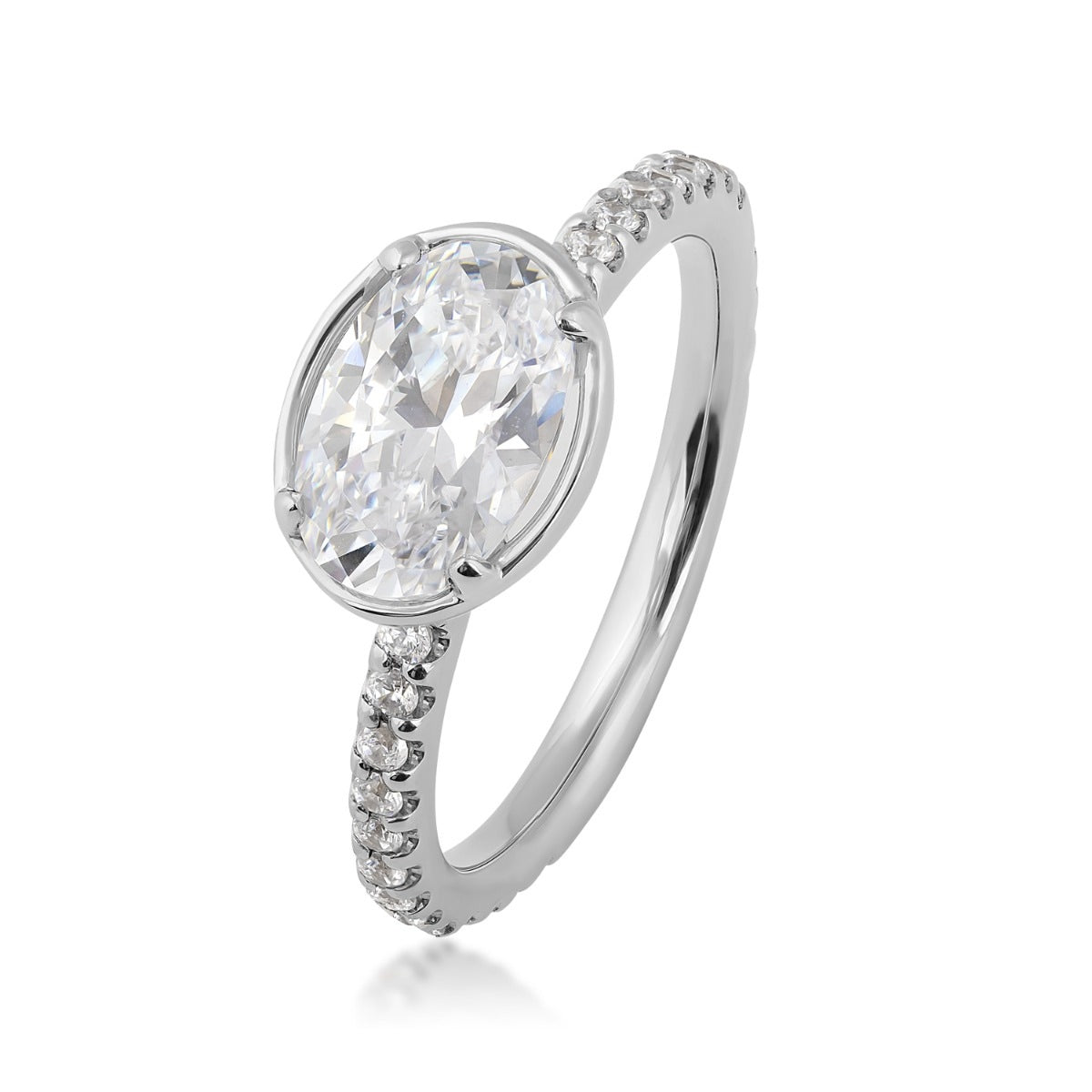 Goldman 1/3 ct. tw. Diamond Horizontal Oval Semi-Mount Engagement Ring in 14K White Gold front view