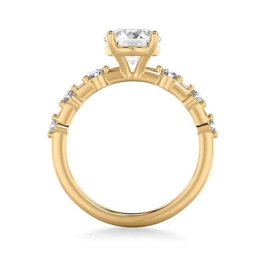 Goldman Diamond Accent Round Semi-Mount Engagement Ring in 14K Yellow Gold close-up detail
