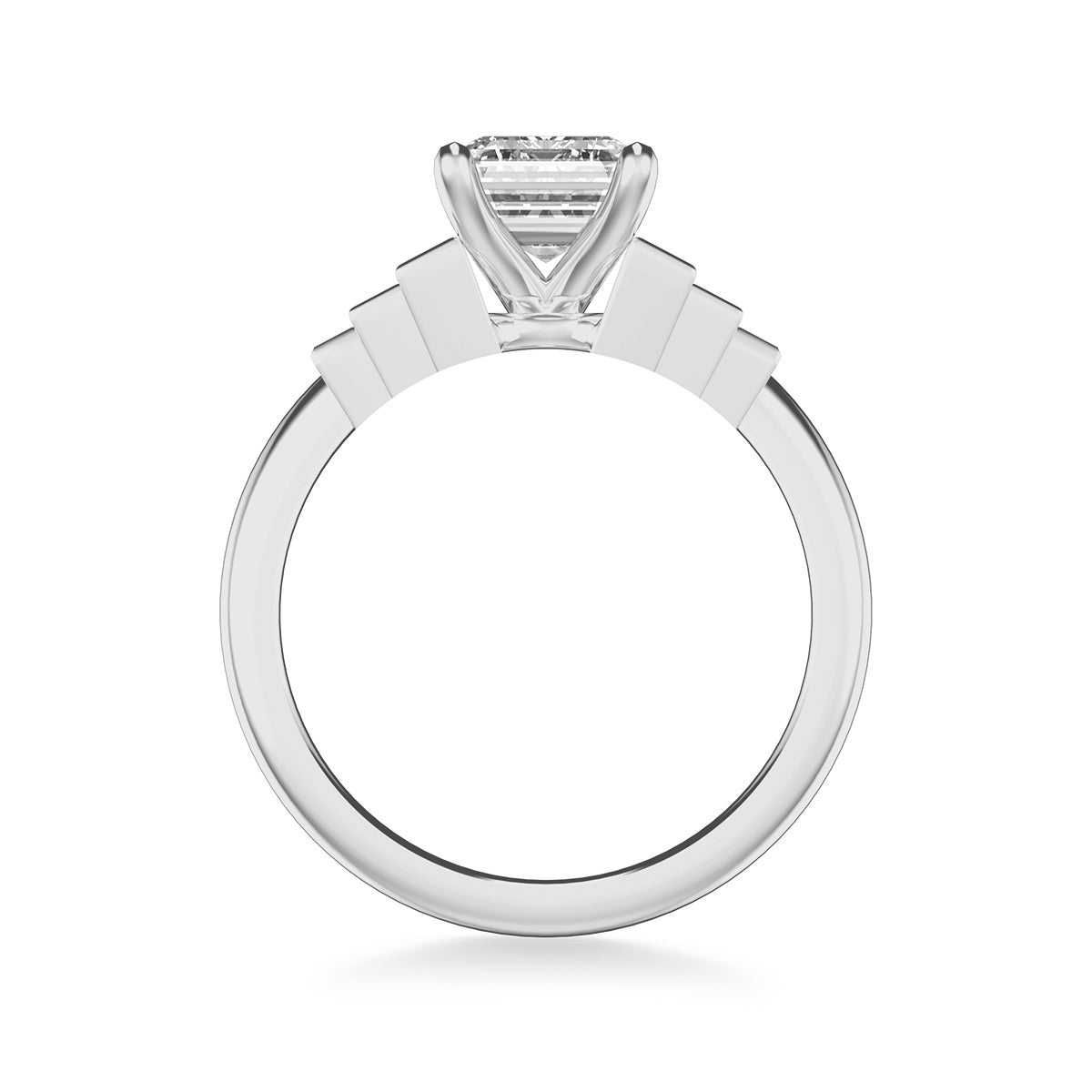 Goldman 1/2 ct. tw. Diamond Graduated Emerald Cut Semi-Mount Engagement Ring in 14K White Gold close-up detail