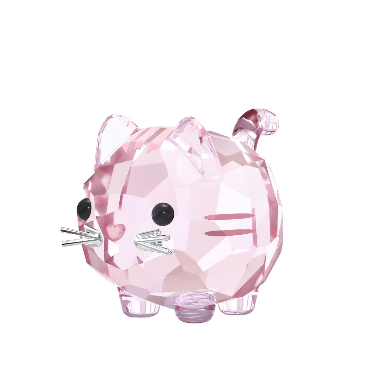 Swarovski Chubby Pink Cat Figurine with White Rhodium Plating