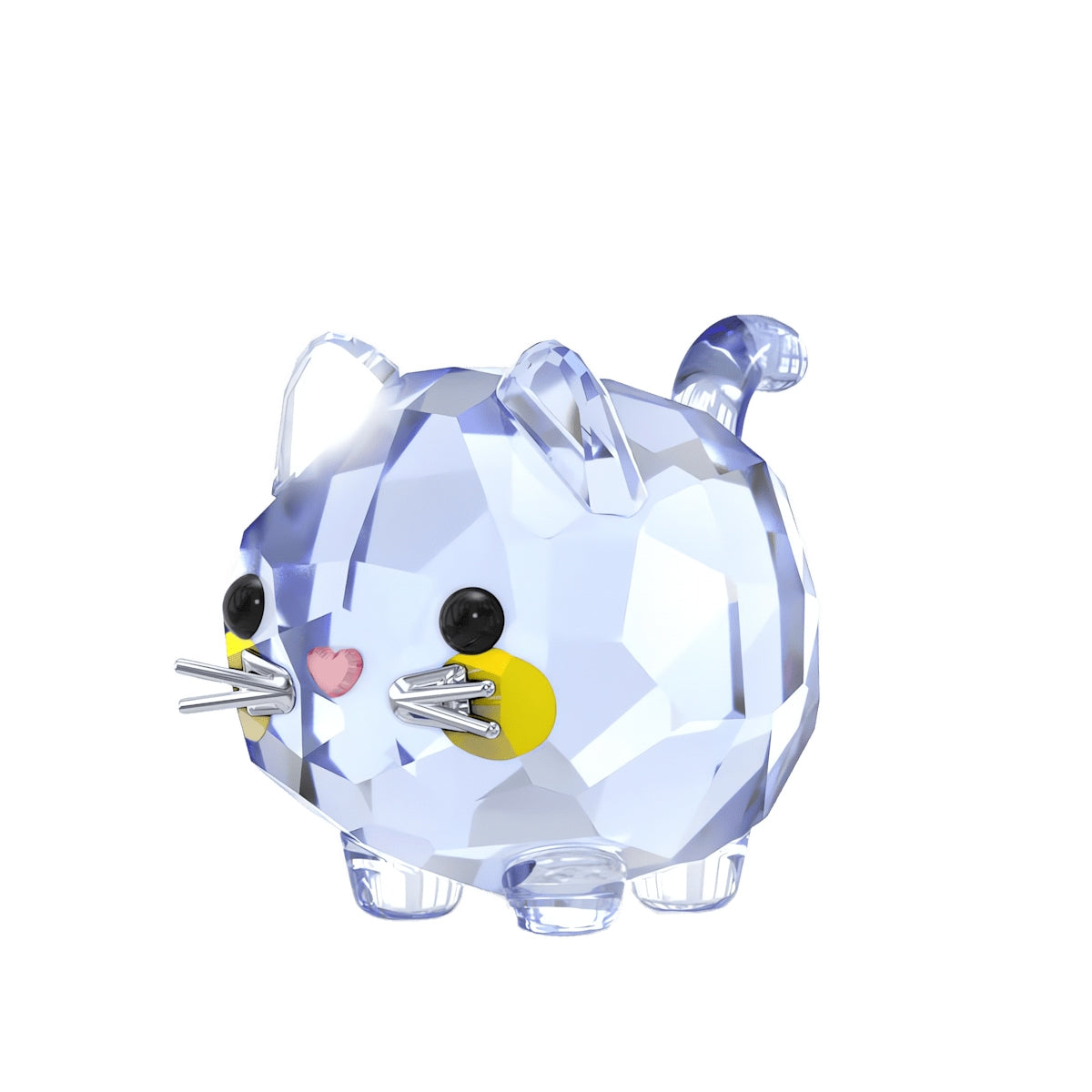 Swarovski Chubby Blue Cat Figurine with White Rhodium Plating