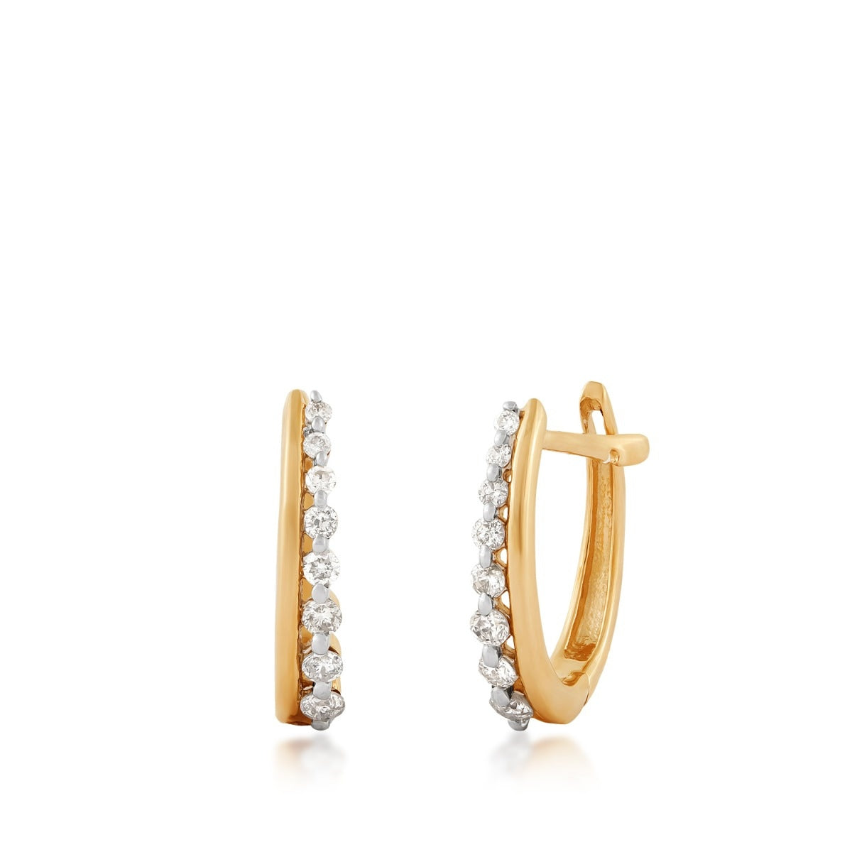 Journey Collection 1/4 ct. tw. Diamond Oval Hoop Earrings in 10K Yellow Gold (2)
