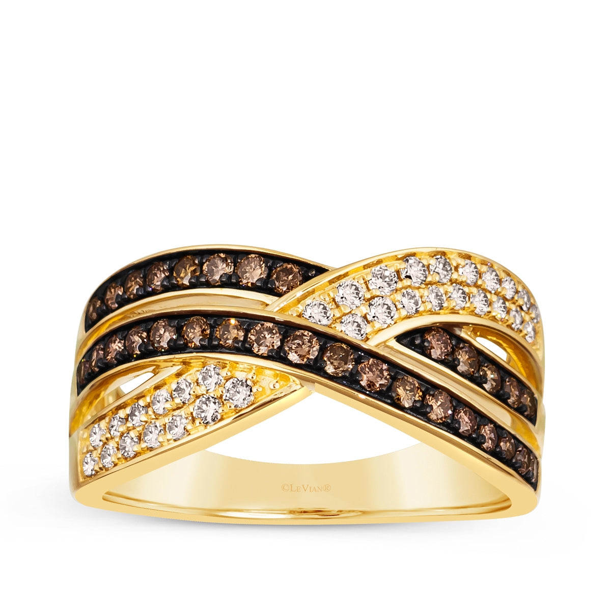 Le Vian 5/8 ct. tw. Chocolate & Nude Diamond Crossover Ring in 14K Honey Gold