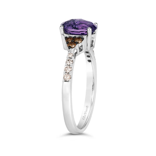 Le Vian Oval Grape Amethyst & 1/4 ct. tw. Chocolate & Nude Diamond Ring in 14K Vanilla Gold close-up detail