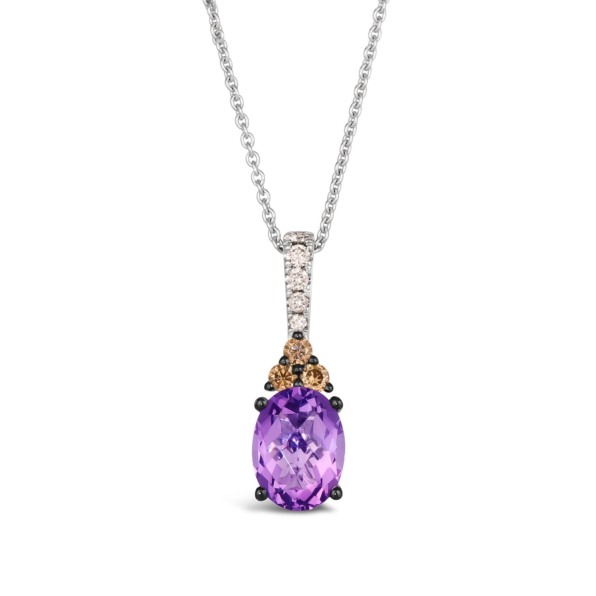 Le Vian Oval Grape Amethyst & 1/7 ct. tw. Chocolate & Nude Diamond Pendant in 14K Vanilla Gold