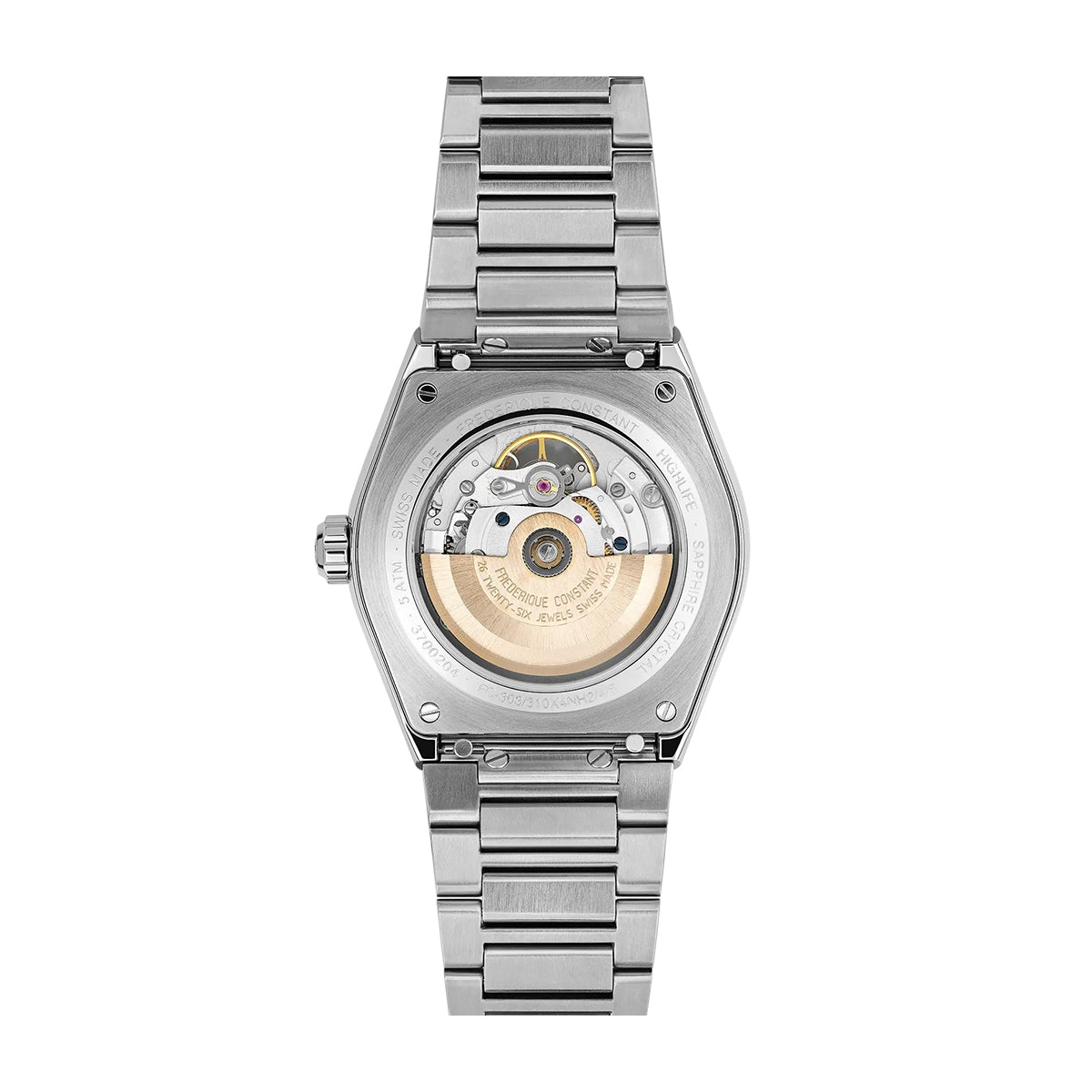 Frederique Constant Men's Highlife Heart Beat Automatic Stainless Steel Watch with Black Dial front view