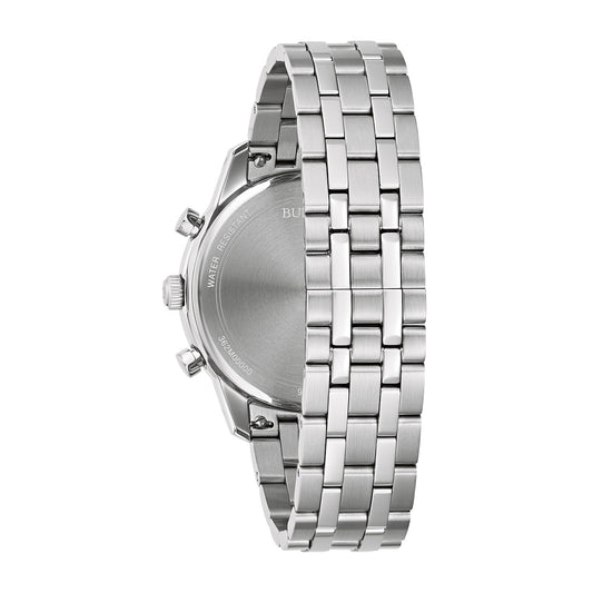 Bulova Men's Sutton Chronograph Quartz Stainless Steel Watch with Silver Dial front view