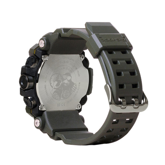 G-Shock Men's Mudman Digital Black Resin Watch with Green Strap front view