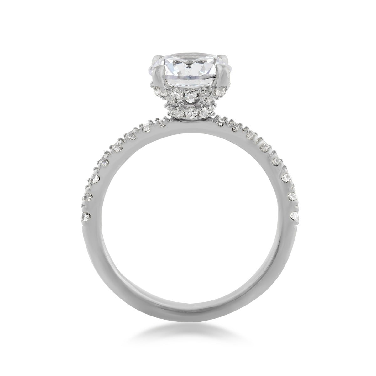 Adamante 2-1/2 ct. tw. Lab-Grown Round Brilliant Diamond Double Hidden Halo Engagement Ring in 14K White Gold close-up detail