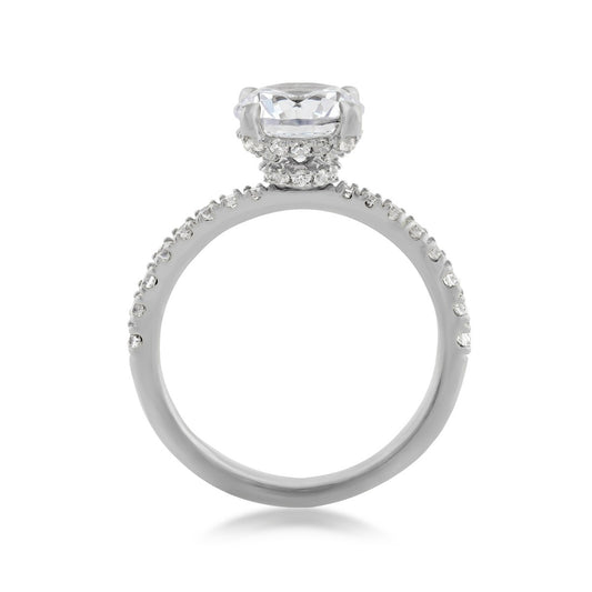 Adamante 2-1/2 ct. tw. Lab-Grown Round Brilliant Diamond Double Hidden Halo Engagement Ring in 14K White Gold close-up detail
