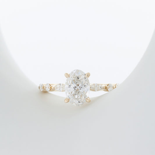 Adamante 1-9/10 ct. tw. Lab-Grown Oval Diamond Engagement Ring in 14K Yellow Gold side profile