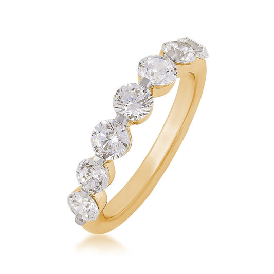 Adamante 1-1/2 ct. tw. Lab-Grown Round 7-Stone Diamond Anniversary Ring in 14K Yellow Gold front view