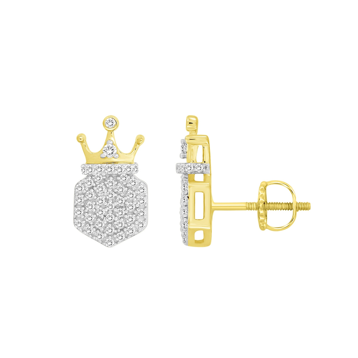 1/4 ct. tw. Men's Diamond Crown Earrings in 10K Yellow Gold