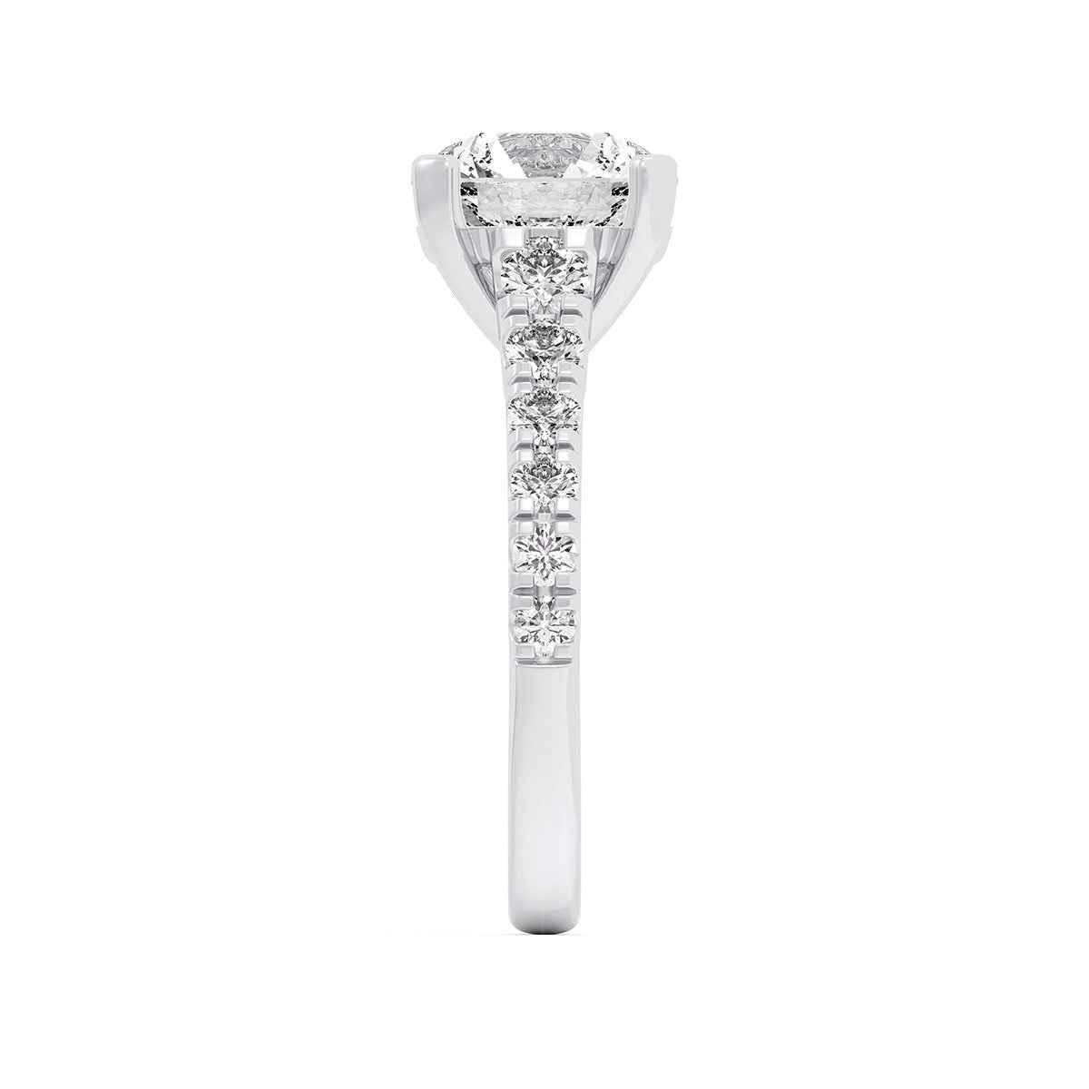 Adamante 3-1/2 ct. tw. Lab-Grown Round Brilliant Diamond Engagement Ring in 14K White Gold close-up detail