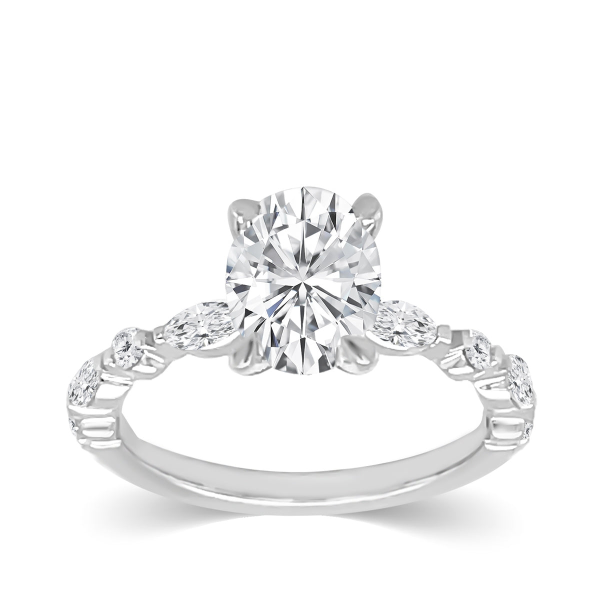 Adamante 1-9/10 ct. tw. Lab-Grown Oval Diamond Engagement Ring in 14K White Gold