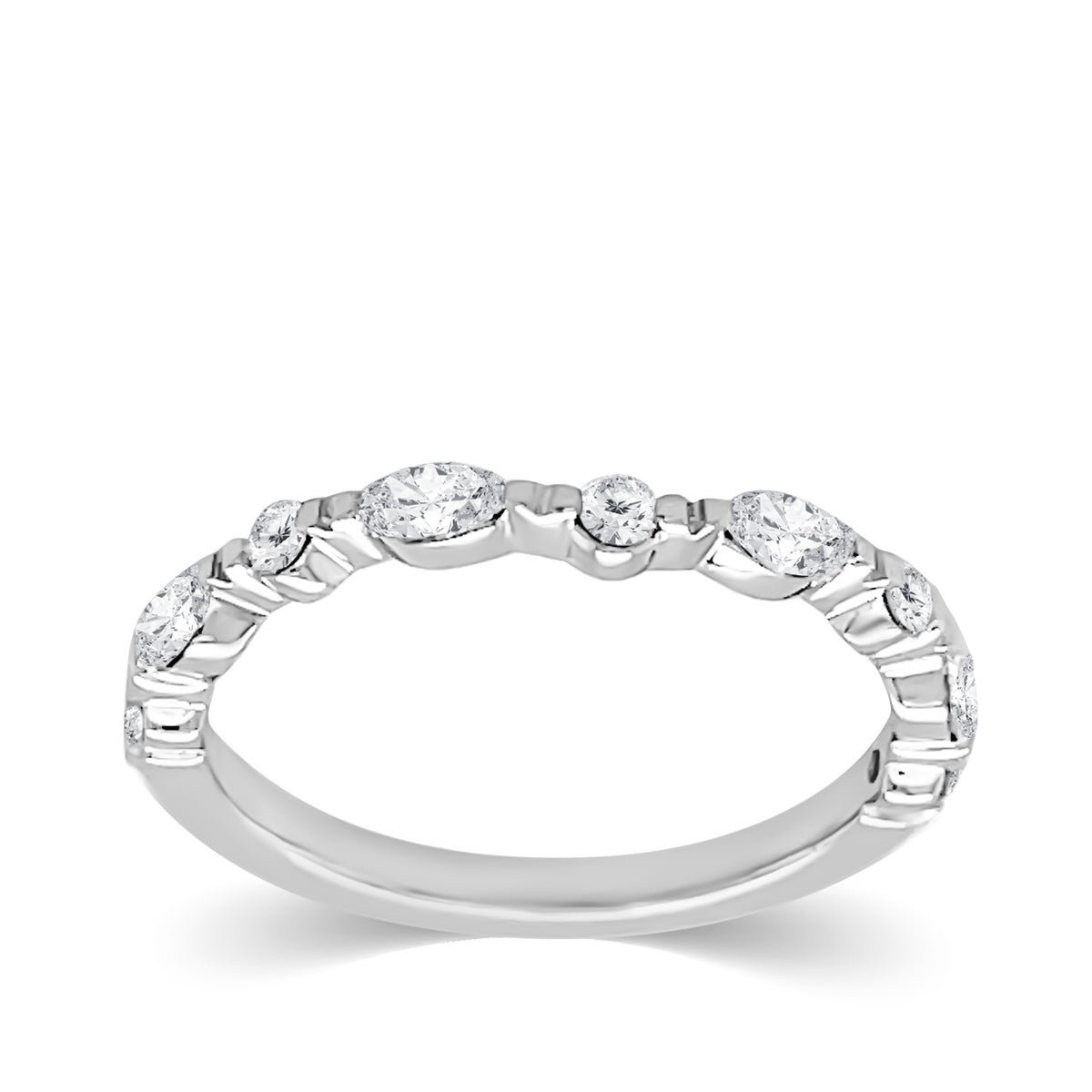 Adamante 3/8 ct. tw. Lab-Grown Marquise & Round Diamond Anniversary Ring in 14K White Gold