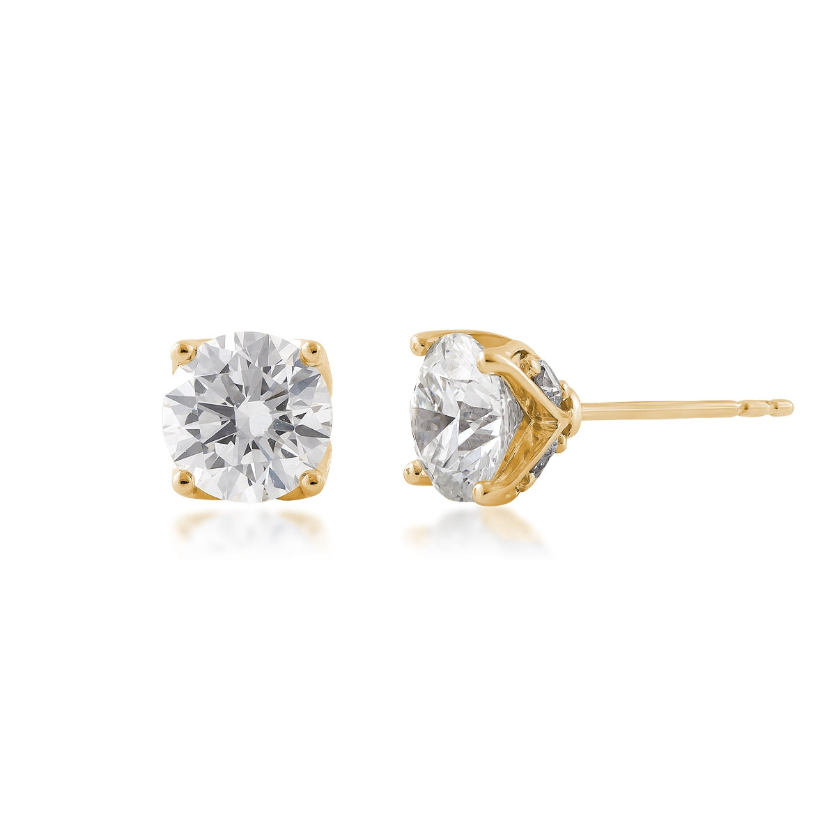 Adamante 3 ct. tw. Lab-Grown Round Brilliant Diamond Earrings in 14K Yellow Gold