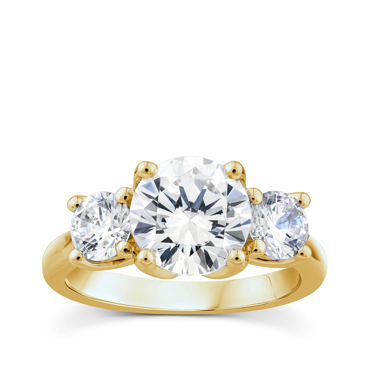 Adamante 3 ct. tw. Lab-Grown Round Brilliant 3-Stone Diamond Engagement Ring in 14K Yellow Gold