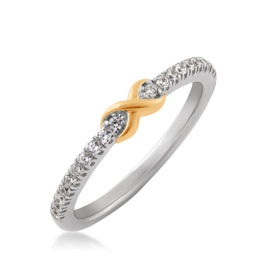 Infinite Love 1/7 ct. tw. Diamond Infinity Ring in Sterling Silver & 10K Yellow Gold front view