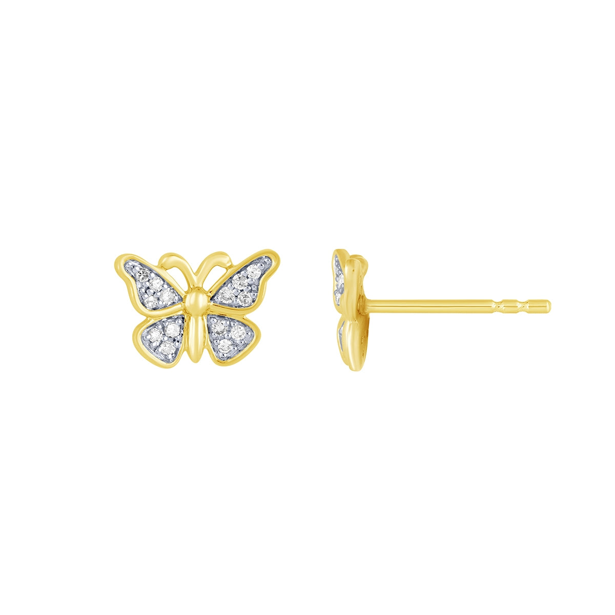 1/8 ct. tw. Diamond Butterfly Earrings in 10K Yellow Gold