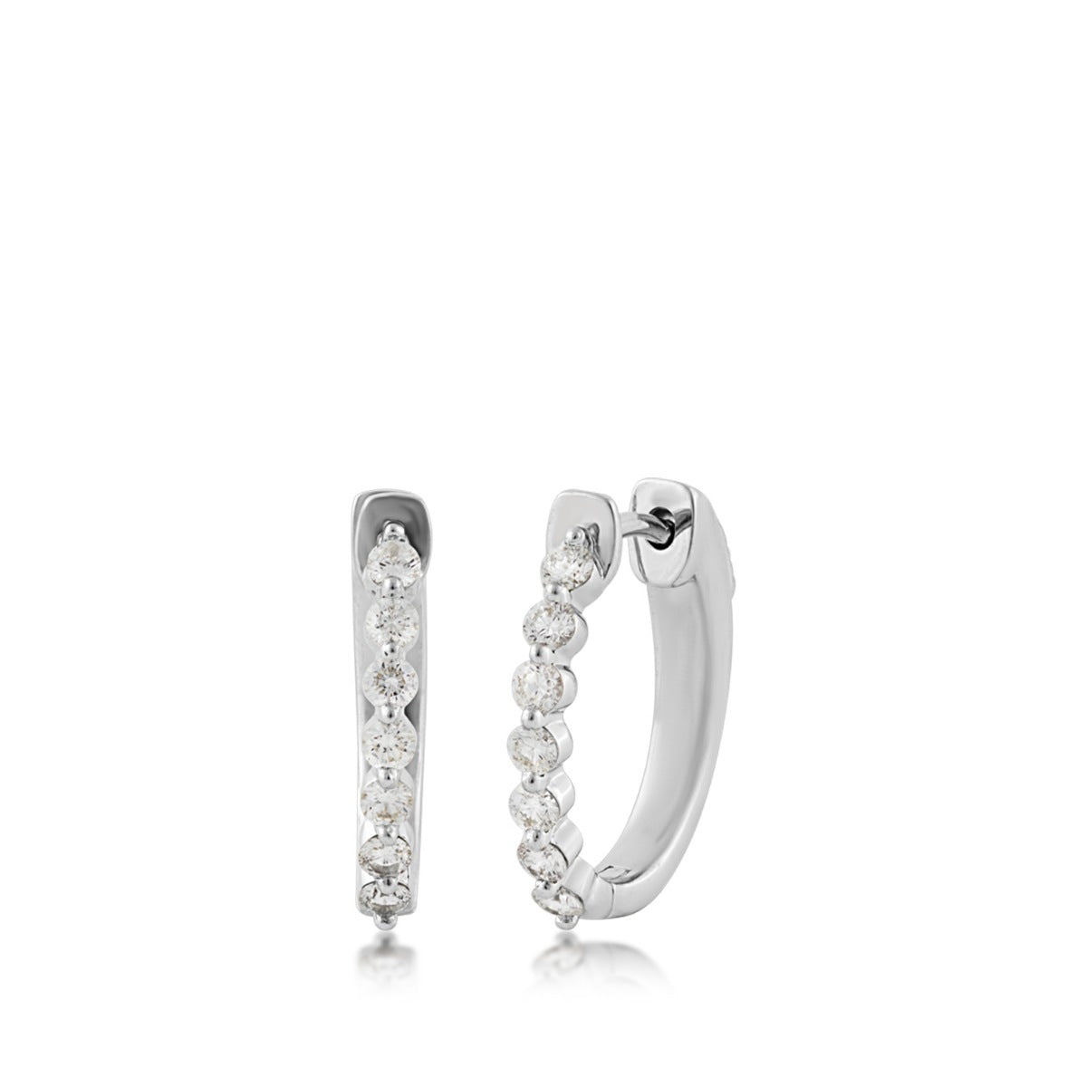 1/2 ct. tw. Diamond Hoop Earrings in 14K White Gold