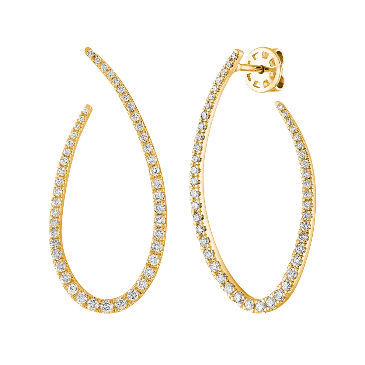 1 ct. tw. Diamond Oval Front Facing Hoop Earrings in 14K Yellow Gold