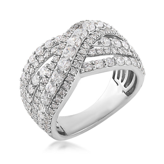Adamante 2 ct. tw. Lab-Grown Diamond Crossover Ring in 10K White Gold front view