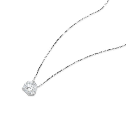 Adamante 1 ct. tw. Lab-Grown Round Brilliant Diamond Solitaire Pendant in 14K White Gold front view