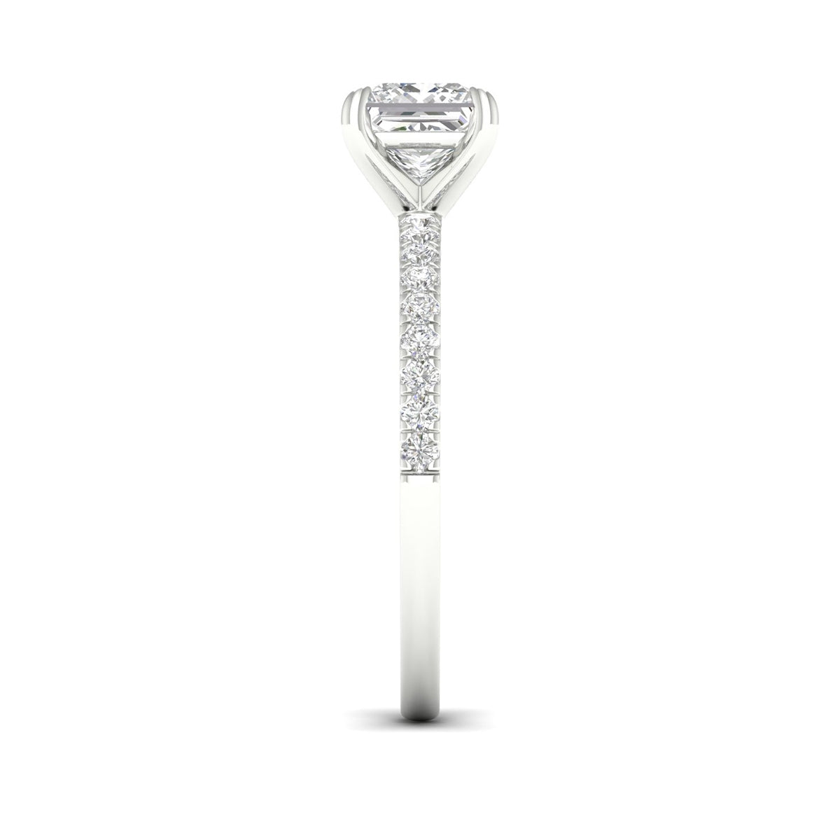 Natural 1-1/4 ct. tw. Princess Cut Diamond Engagement Ring in 14K White Gold side profile