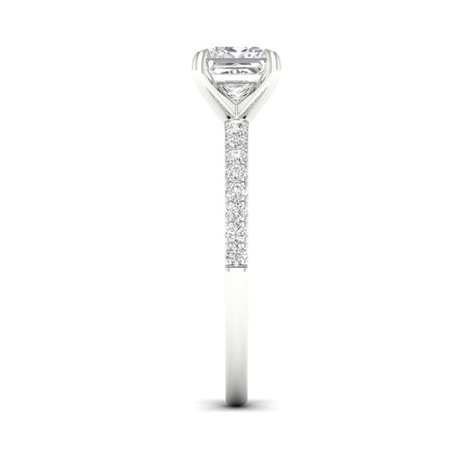 Natural 1-1/4 ct. tw. Princess Cut Diamond Engagement Ring in 14K White Gold side profile