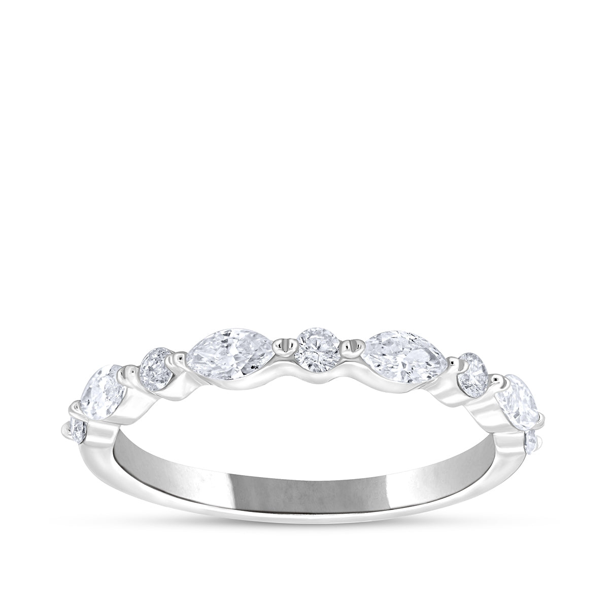 1/2 ct. tw. Marquise & Round Diamond Wedding Ring in 14K White Gold
